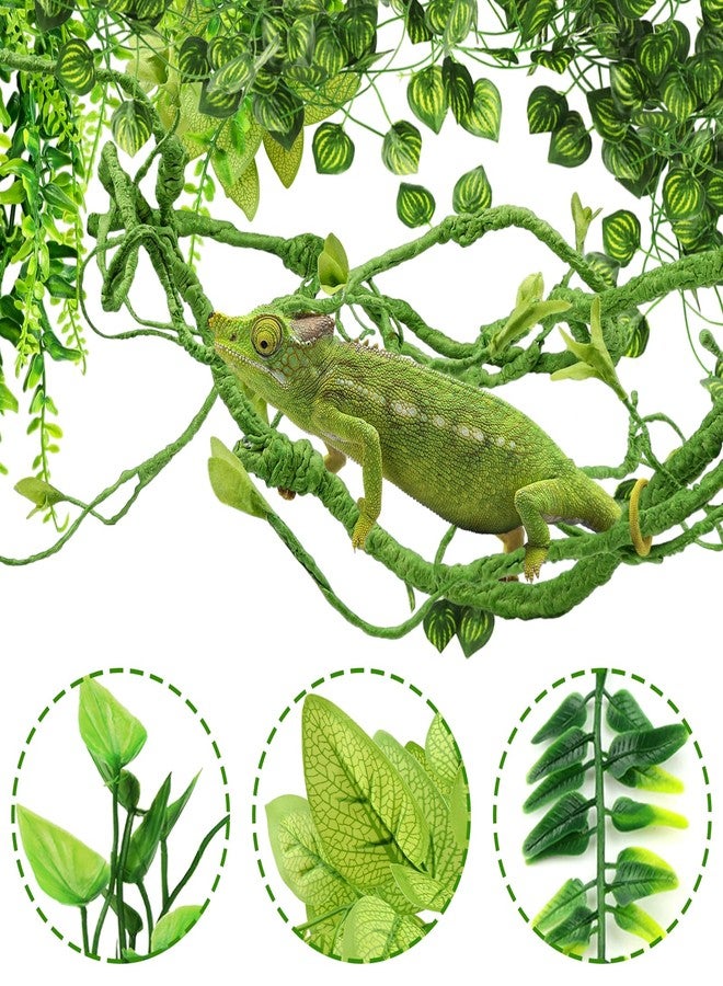 QUOZUO Bearded Dragon Accessories - Terrarium Hanging Plant Vines, Reptile Plants, Toys Ball With Bells, Leopard Gecko Tank Accessories for Lizard Snake Geckos Chameleon - Image 4